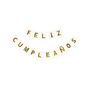 Cartel letras feliz cumpleaños blanco