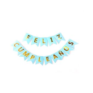 Cartel letras feliz cumpleaños celeste